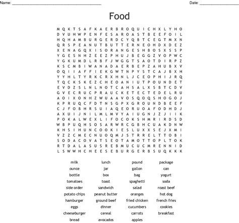 Printable Food Word Search