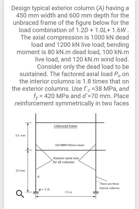 Answered Design Typical Exterior Column A Bartleby