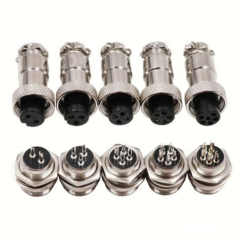 Gx12 Aviation Plug Connector 12mm Thread 2 7 Pin Straight Female And Right Angled Male Circular