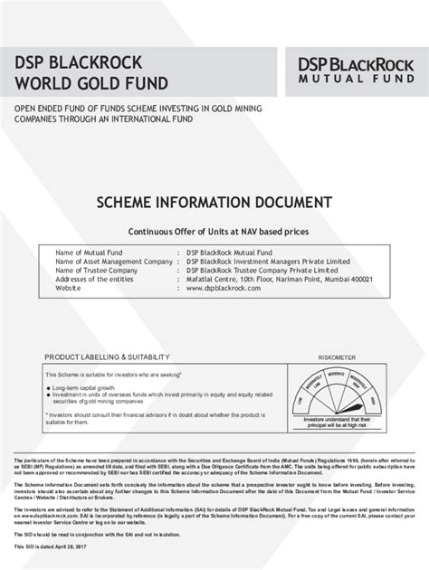 Fillable Online What You Should Know About DSP BlackRock World Gold