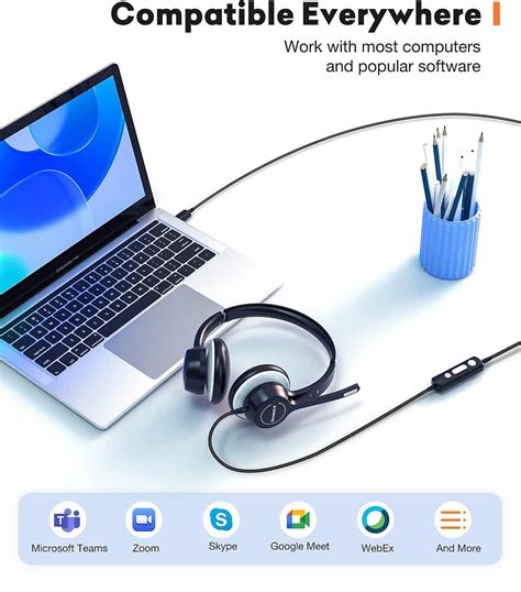 Konnao Usb Headset With Microphone 3 5mm Wired Computer Headsets With Noise Cancelling