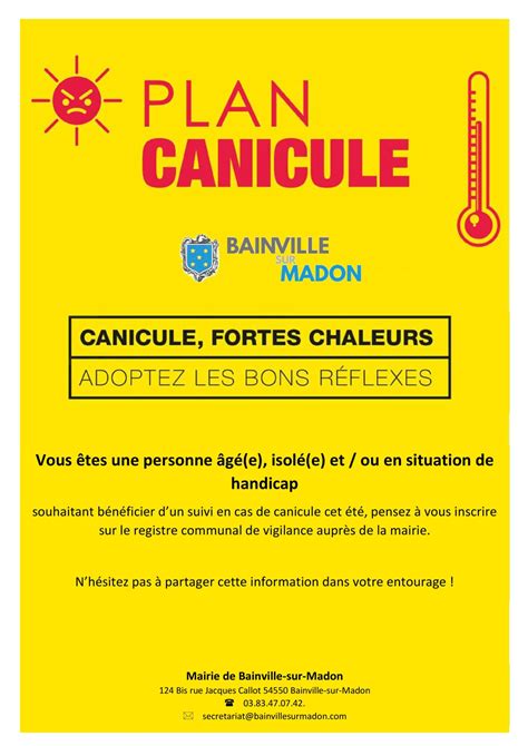 Plan Canicule 2023 Mairie De Bainville Sur Madon Site Officiel