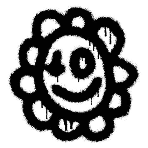 Premium Vector Sunflower Emoticon Graffiti With Black Spray Paint