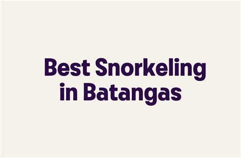 Best Snorkeling in Batangas