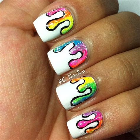 Neon Rainbow Drip Nails Follow Me On Instagram Hc Nails Follow My