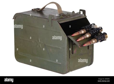 Ammo Box With Ammunition Belt And 127mm Cartridges For Heavy Machine