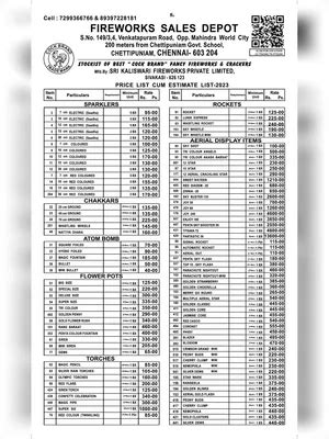 Sri Kaliswari Fireworks Price List Pdf Instapdf