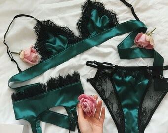 Emerald Lingerie Set Etsy