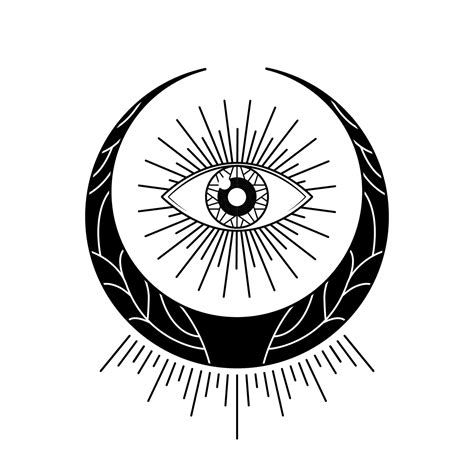 mysterious magical monochrome eye moon vector design 26641842 Vector ...