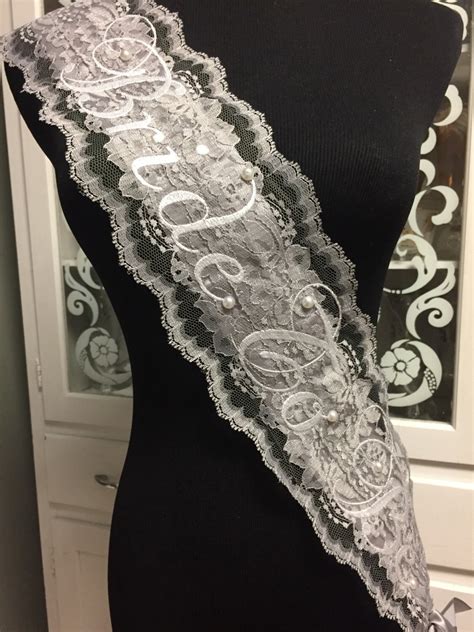 Bride to Be Sash, Bridal Sash, Bachelorette Sash, Grey Lace Sash, White ...