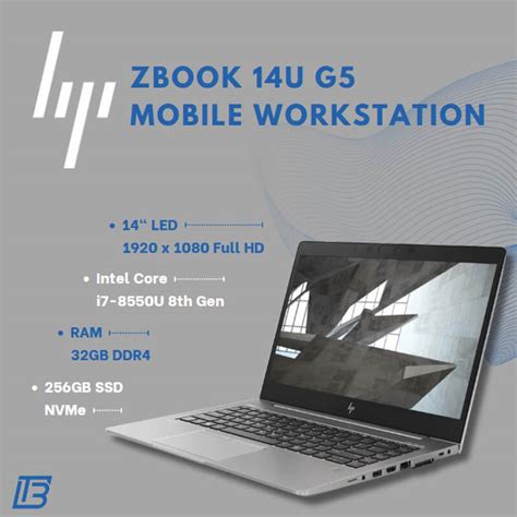 Hp Zbook 14u G5 Workstation Laptop 8th Gen I7 8550u 32gb Ddr4 256gb Ssd Nvme Win10 In Uk