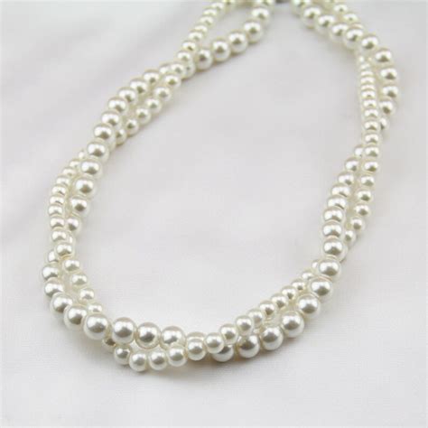 Twisted Pearl Necklacepearl Necklace Weddingpearl Necklace Etsy