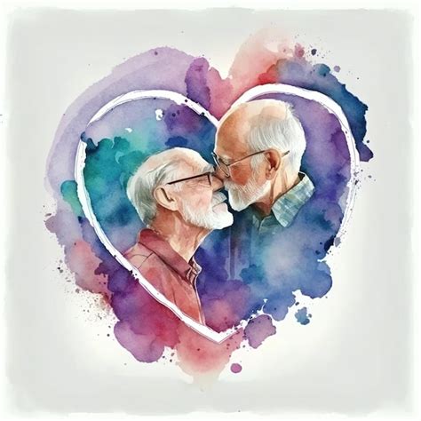 Ilustra O Em Aquarela Ai Generativa De Dois Av S Gays Beijando Um