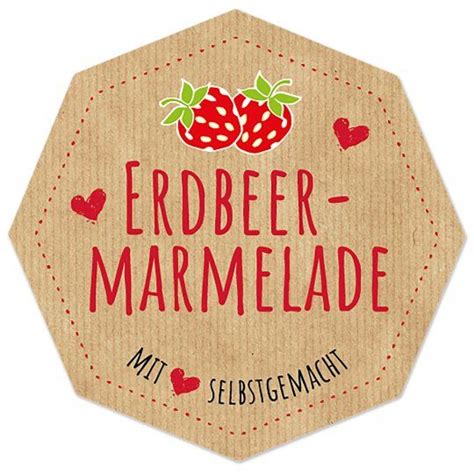 Gratis Vorlage Achteckig Erdbeermarmeladenetikett Selbst Gemacht