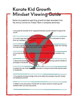 Karate Kid Growth Mindset Viewing Guide By Tyler Layfield TPT