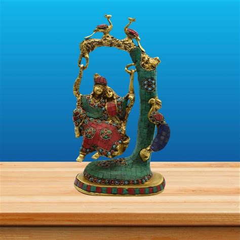 Brass Radha Krishna Jhula Wall Hanging Puja N Pujari Book Pandit