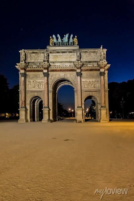 Triumphal Arch Arc De Triomphe Du Carrousel At Night In Tuileries