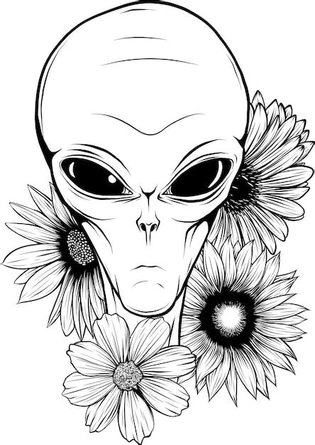 Premium Vector Vector Outline Alien Head Vector Illustration