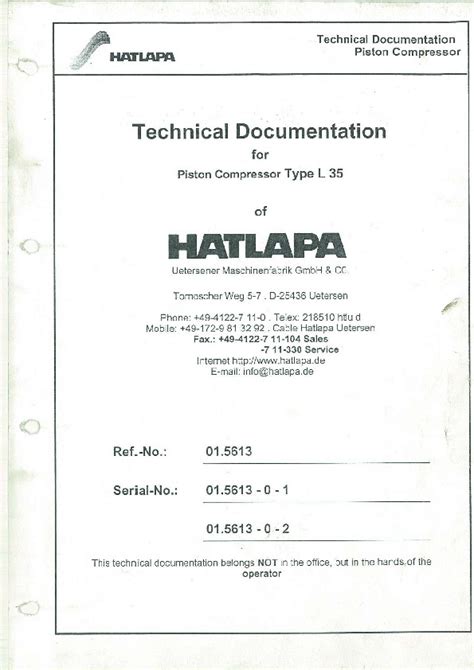 Hatlapa L Piston Compressor Pdfcoffee