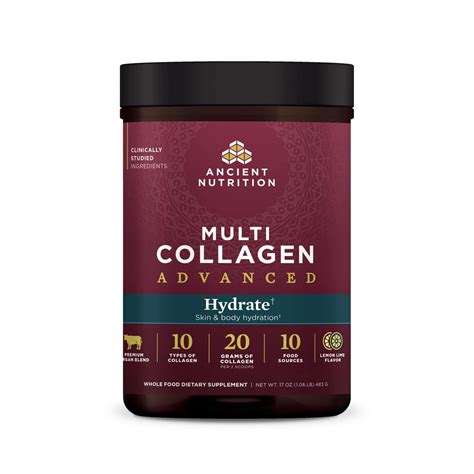 Ancient Nutrition Multi Collagen Advanced Powder - Hydrate Lemon Lime -- 30 Servings - Vitacost