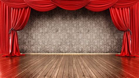 Theater Stage with Red Curtain and Parquet Ground. 3D Illustration ...