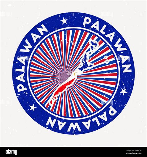 Palawan Round Stamp Logo Of Island With Flag Vintage Badge With