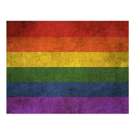 Vintage Distressed Gay Pride Rainbow Flag Postcard Zazzle
