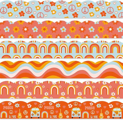 Whaline Ft Boho Bulletin Board Sticker Borders Retro Groovy S