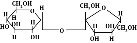 P is a disaccharide. Hydrolysis of the disaccharide give two ...