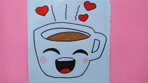 How To Draw A Cute Cup Of Coffee Easy Drawings Youtube