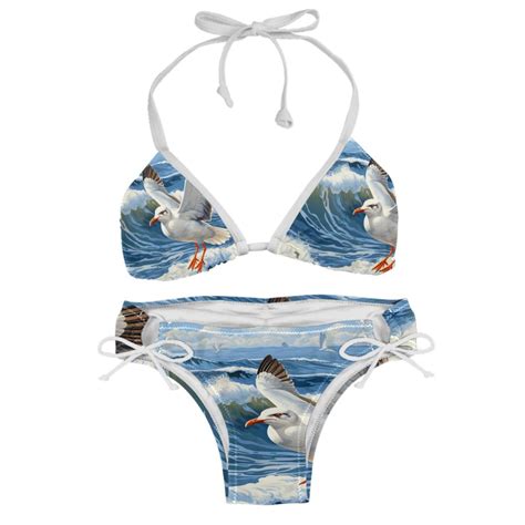 Seagull Detachable Sponge Adjustable Strap Bikini Set Two Pack Versatile Swim Suit For All
