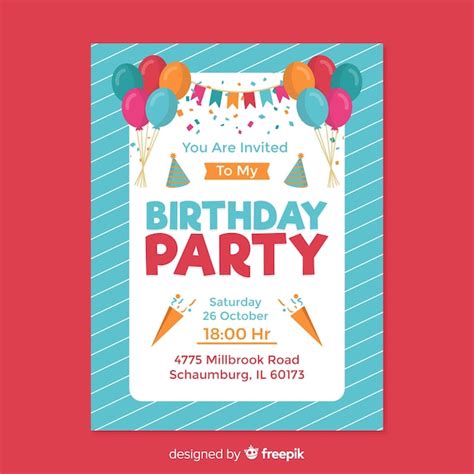 Diseño De Plantilla De Invitación De Cumpleaños Infantil Vector Gratis