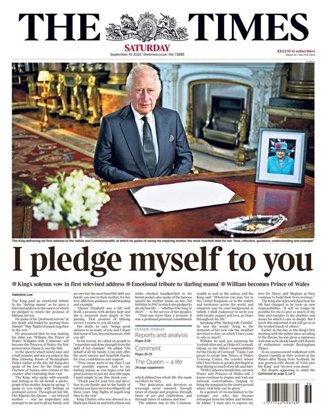 Times Front Page 10th Of September 2022 Tomorrows Papers Today