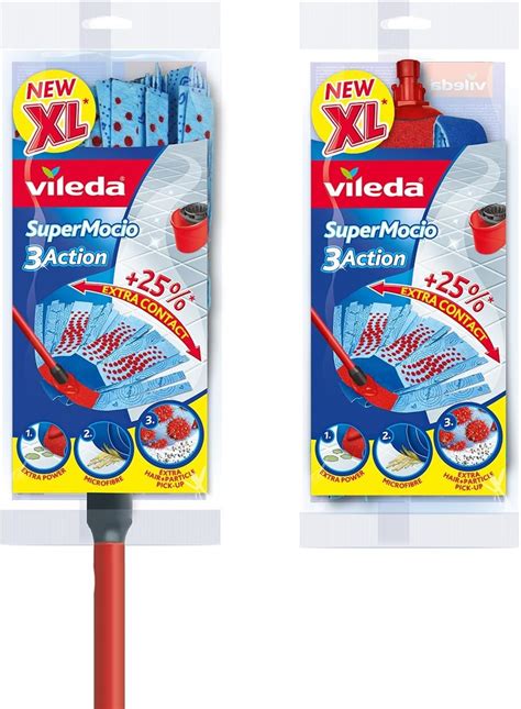 Vileda SuperMocio 3Action XL Mop Refill Pack Of 2 SuperMocio 3 Action