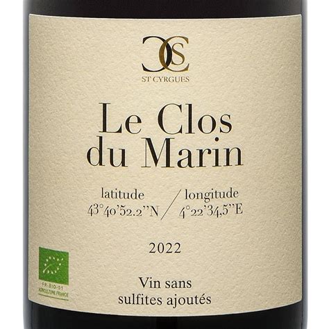 Vin Rouge Sans Sulfites Le Clos Du Marin Costi Res De N Mes Bio Cl