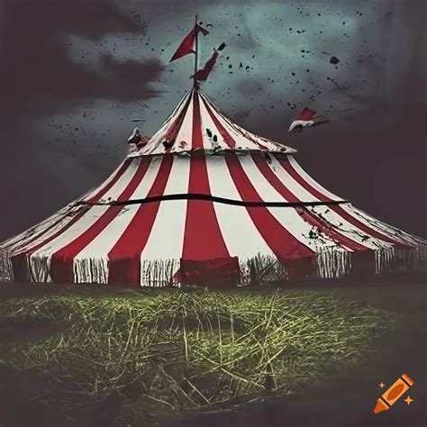 Grunge Circus Book Cover With A Red And White Tent On Craiyon