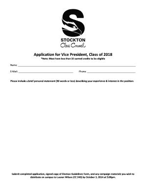 Fillable Online Intraweb Stockton App For Vice Preside Nt Class Of