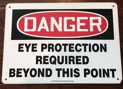 Vintage Danger Eye Protection Required Beyond Point 14 X 10 Metal