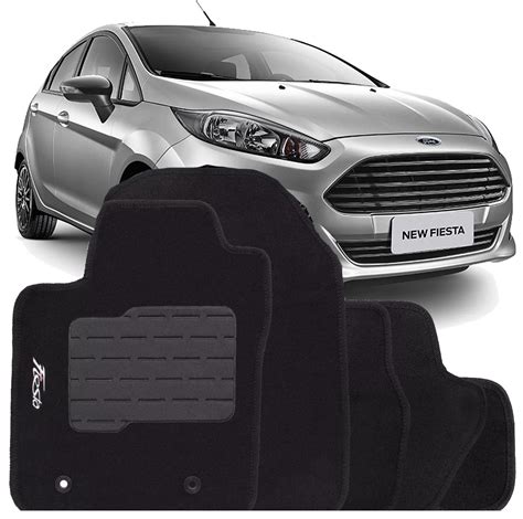 Tapete New Fiesta Carpete Preto Logo Bordado Ford R