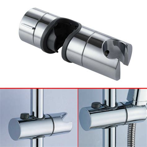 Chrome Shower Rail Head Slider Holder Adjustable Bracket Universal New