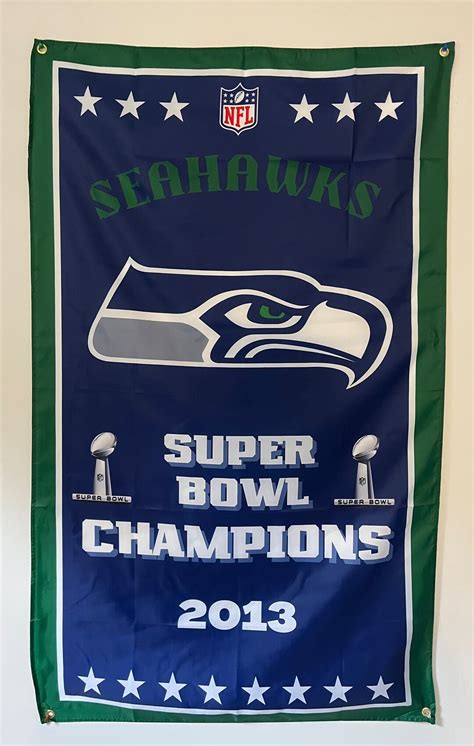 Seattle Seahawks Super Bowl Championship Banner Flag Wall Art - Etsy