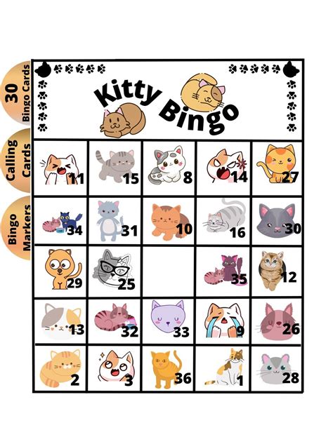 Kitty Cat Printable Bingo Games, Kitty Cat Activity Bingo for Children ...