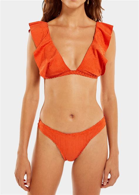 Vix Paula Hermanny Liz Ruffle Bikini Top Scales Ginger Editorialist