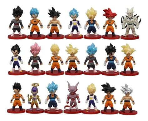 Kit 21 Bonecos Dragon Ball Goku Vegeta Li Shenlong Dragão