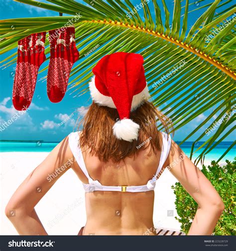Woman Bikini On Tropical Beach Christmas Stock Photo 223228729 Shutterstock
