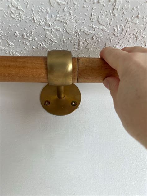 Diy Dowel Curtain Rod With Gold Brackets And End Caps Erin Zubot