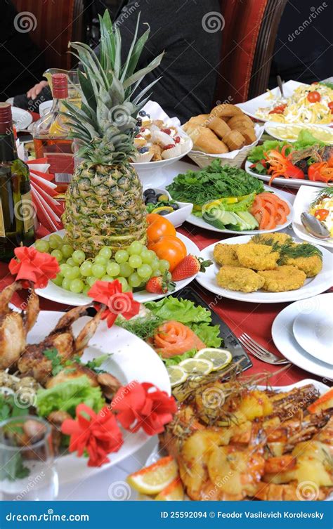 On A Table There Is A Lot Of Food. Stock Photo - Image: 25592094