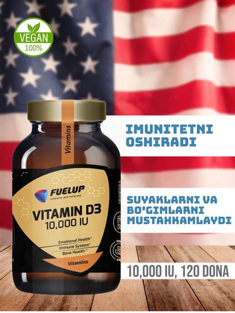 Vitamin D3 10000 iu Витамин Д3 120 softgel FuelUP shisha qadoqdani ...