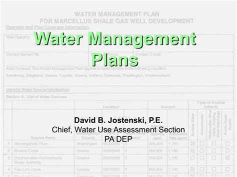 Water Management Plans