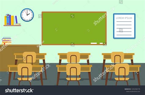 Empty Classroom Background Flat Illustration Empty Stock Illustration 1255358179 Shutterstock